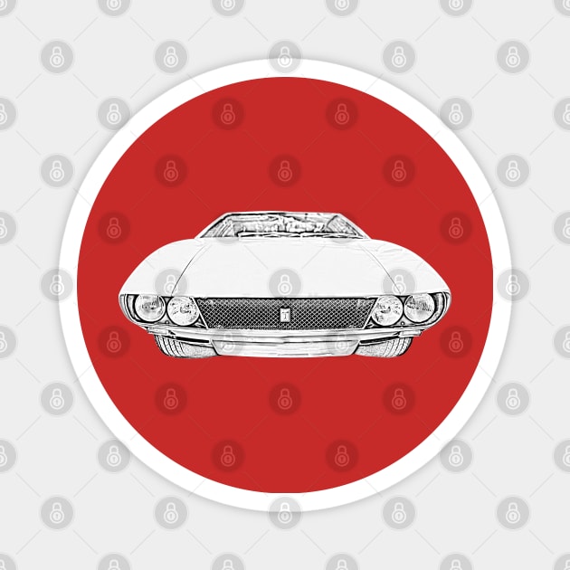 De Tomaso Mangusta 1960s Italian classic car monochrome Magnet by soitwouldseem